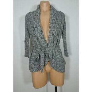 IZ BYER CALIFORNIA Open Knit Cardigan Sweater S SMALL Salt & Pepper